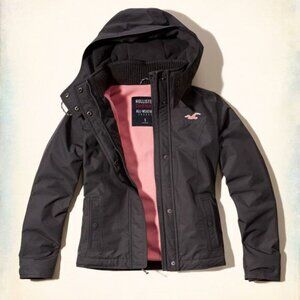 Hollister All-Weather Fleece-Lined Jacket Charcoal – Size S